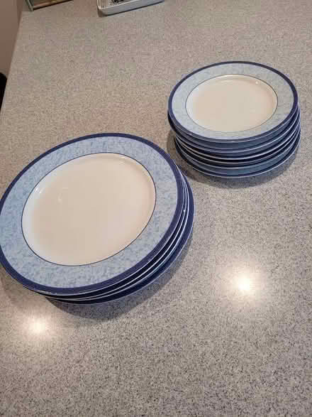 Photo of free Plates and bowls - blue rim design. (Grange-over-Sands LA11) #2
