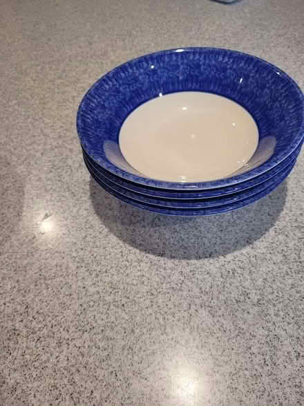 Photo of free Plates and bowls - blue rim design. (Grange-over-Sands LA11) #3