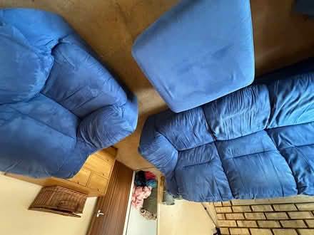 Photo of free Blue sofa suede furniture suite (Old Headington OX3) #2