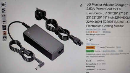 Photo of 19V LG Monitor Power Cord (Southampton SO16) #3