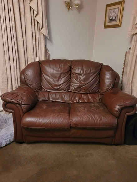 Photo of free Brown Leather 3 piece suite. (Croston PR26) #3