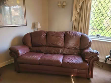 Photo of free Brown Leather 3 piece suite. (Croston PR26) #1