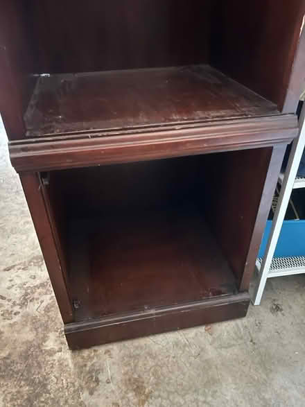 Photo of free 2 Tall brown wood shelves (Medical Center) #4