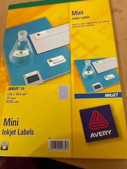 Photo of free Avery Mini inkjet labels (Loughborough LE11) #1