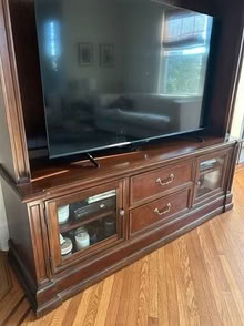 Photo of free Solid wood media cabinet and hutch (Lower Westchester) #3