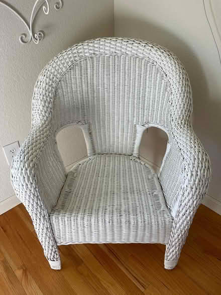 Photo of free Pier 1 White Wicker Chair (Novato) #1