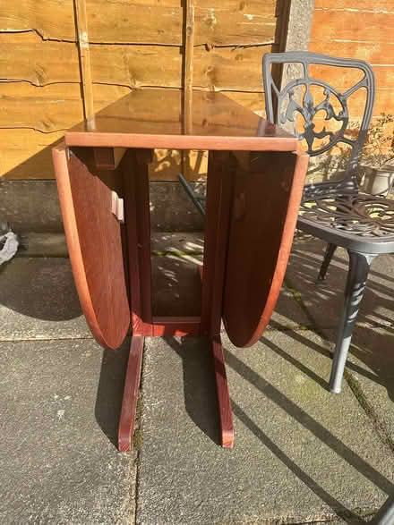 Photo of free Drop leaf mahogany colour table (SK3) #2