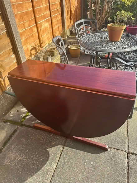 Photo of free Drop leaf mahogany colour table (SK3) #1