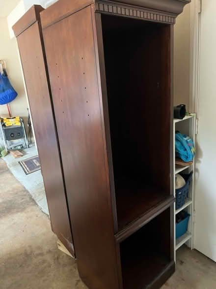 Photo of free 2 Tall brown wood shelves (Medical Center) #3