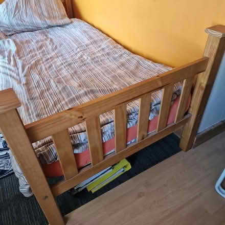 Photo of free Single Wooden Frame bed. Good condition (Linden GL1) #1