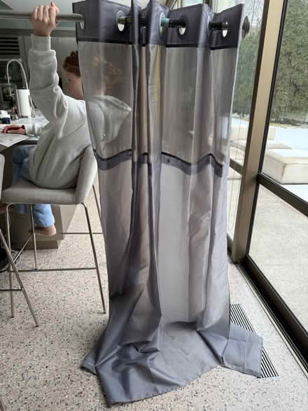 Photo of free Shower rod and grey curtain (West Lincoln Park) #2