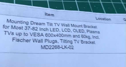 Photo of free TV bracket (Hale End IG8) #1