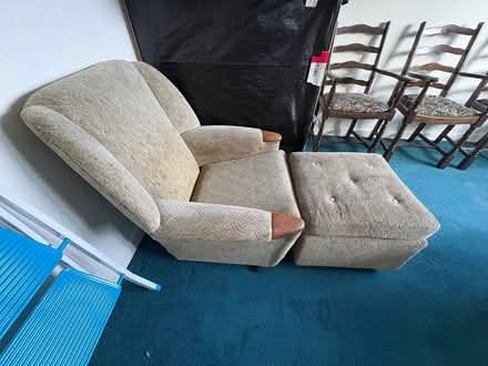 Photo of free Armchair and matching foot stool. (Appleby-in-Westmorland CA16) #1