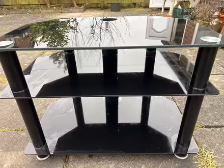 Photo of free Black glass 3 shelf TV table (SK15) #3