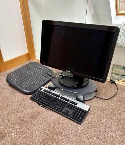 Photo of free Computer monitor, stand, keyboard and foot rest (Gosforth NE3) #1