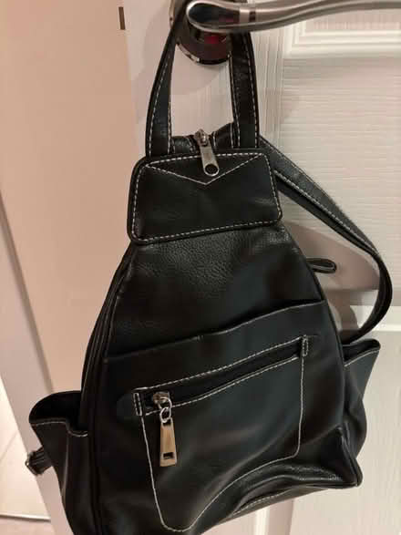 Photo of free Small black leather rucksack (Cairneyhill KY12) #1