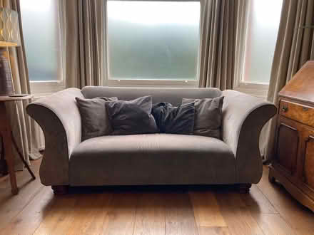 Photo of free Grey velvet two seater sofa in very good condition (Colney Hatch N10) #1