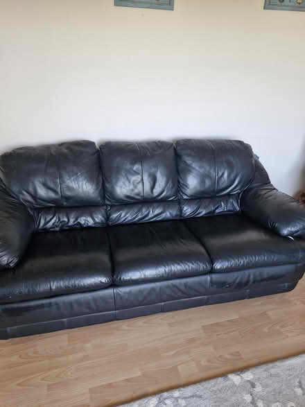 Photo of free Black leather couch (Mullingar/rochfortbridge) #2