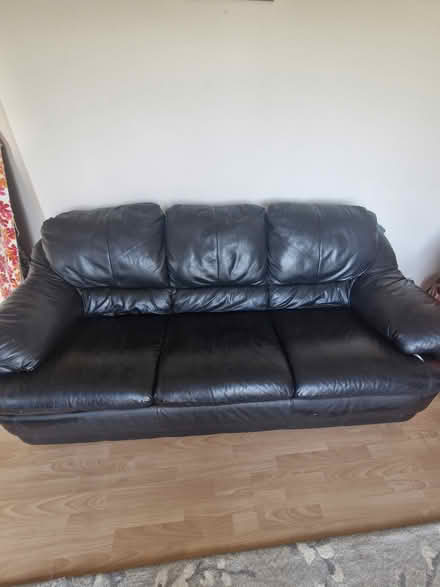 Photo of free Black leather couch (Mullingar/rochfortbridge) #1