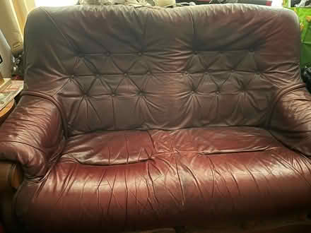 Photo of free 2 seater leather sofa & footstool (Willingdon BN26) #1