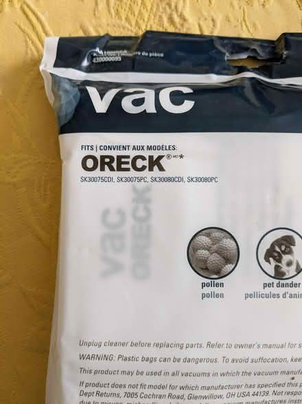 Photo of free Oreck Canister Vacuum bags (East York) #2