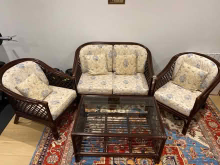 Photo of free Rattan sofa set with coffee table (SW19) #1