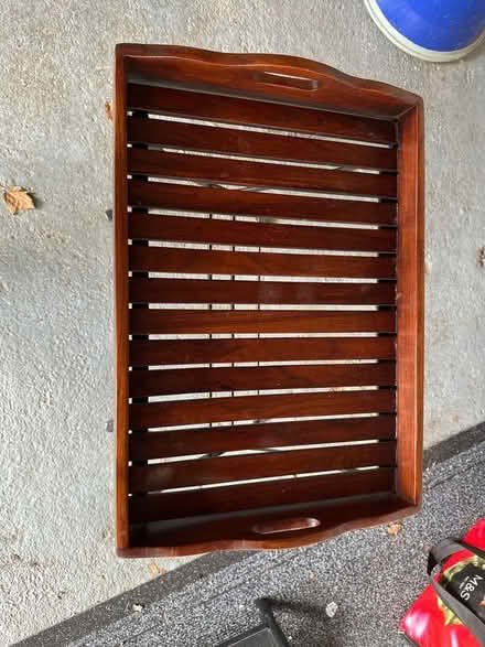 Photo of free Wooden tray on a metal stand (Great Shelford CB22) #2