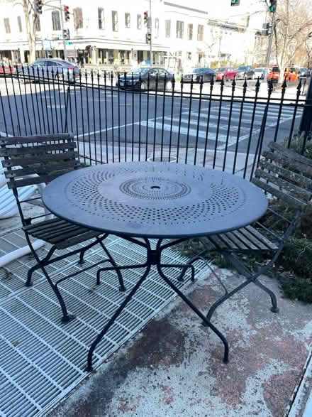 Photo of free Patio table with 2 folding chairs (Washington, DC) #1