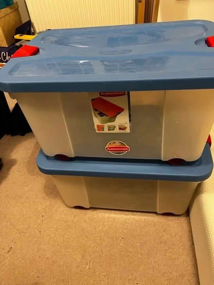 Photo of free 2 Storage boxes 45l wheels clip lids (Walton Manor OX2) #2
