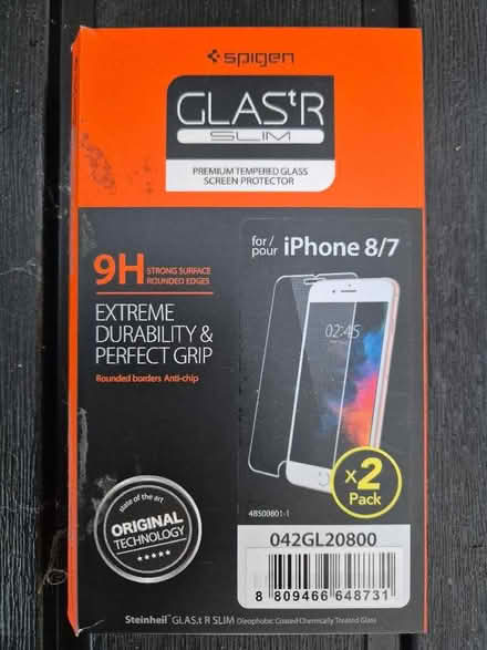 Photo of free Spigen glass screen protector iPhone 7 or 8 (BT8) #1