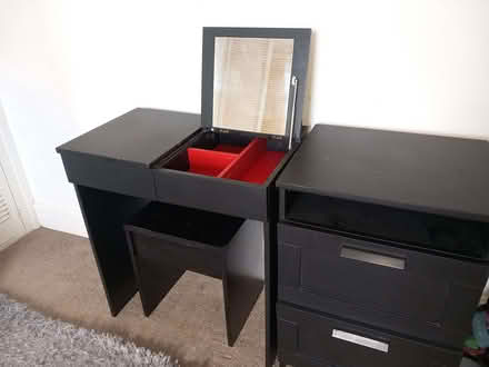 Photo of free Black Dressing Table / Desk / Drawers With Mirror (CT21) #1