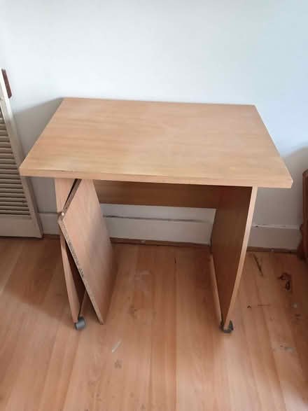 Photo of free Awaiting collection. Desk on wheels with shelf (Reading West RG1) #1