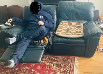 Photo of free Leather reclining sofa (Raynes Park (SW20)) #1