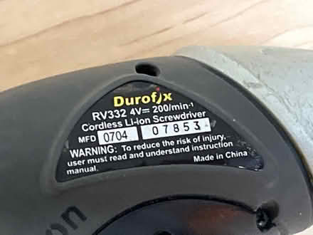 Photo of free Durofix Cordless Power Screwdriver (Wolfe & Reed) #2