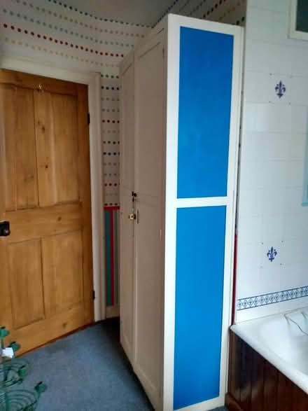 Photo of free Tall wooden cupboard with shelves (Cockermouth) #1