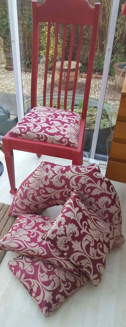 Photo of free Red chair with matching cushions (Frimley Green GU16) #1