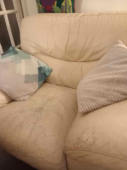 Photo of free Cream Leather Look 2 Seater Settee and Large Chair (CT21) #3