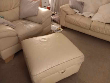 Photo of free Cream Leather Look 2 Seater Settee and Large Chair (CT21) #1