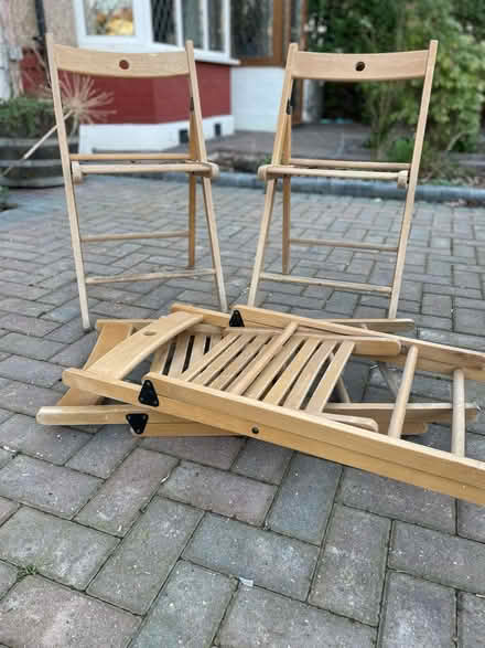 Photo of free Four wooden folding chairs (Near Boston Manor tube station) #2