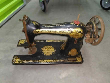 Photo of free Treadle sewing machine in wooden cabinet (Grayrigg LA8) #1