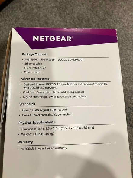 Photo of free Cable Modem - Netgear CM600 (Stevensville, MD 21666) #2