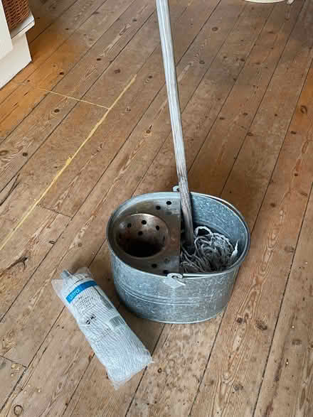 Photo of free Traditional mop, mop bucket, spare cotton mop head (Mayfield EH9) #2