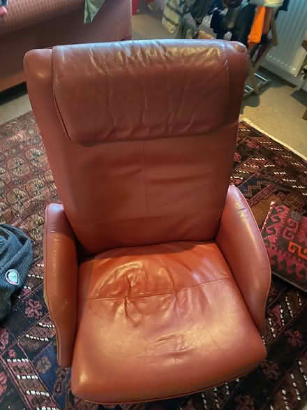 Photo of free Red leather recliner chair (Limehouse E14) #1