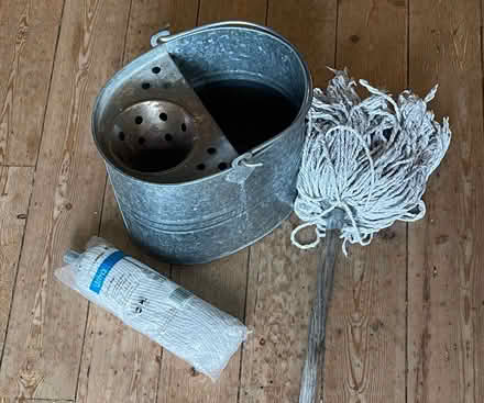 Photo of free Traditional mop, mop bucket, spare cotton mop head (Mayfield EH9) #1
