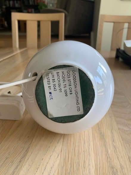 Photo of free Table or bedside lamp - white (Ashtead KT21) #2