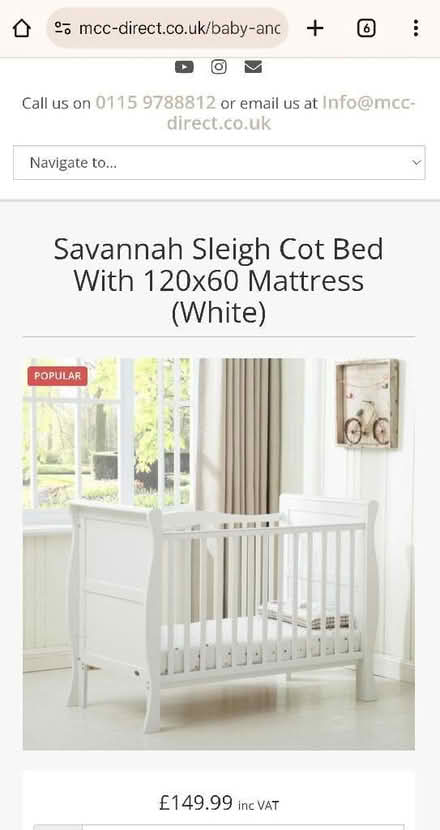 Photo of free White sleigh style cot bed (Galgate LA2) #1