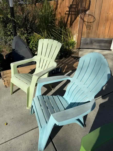 Photo of free Blue and green Adirondack chairs (East Cupertino) #1