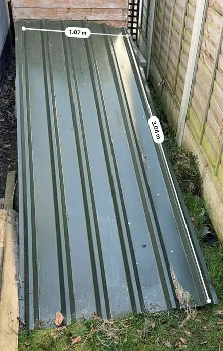 Photo of free 2 Sheets of Metal Corrugated Roofing 3.2m x 1.2m (Lawnswood LS16) #1