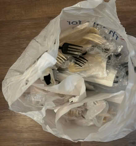 Photo of free Bag of plastic utensils (By fire station 53) #1