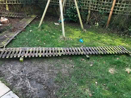 Photo of free Picket Fence - in three pieces - wooden, mahogany (Costessey NR8) #2